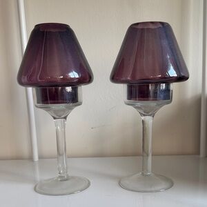 Vintage AMETHYST/CLEAR CANDLEHOLDERS, Purple Shades, Votive, Tealight, Decor